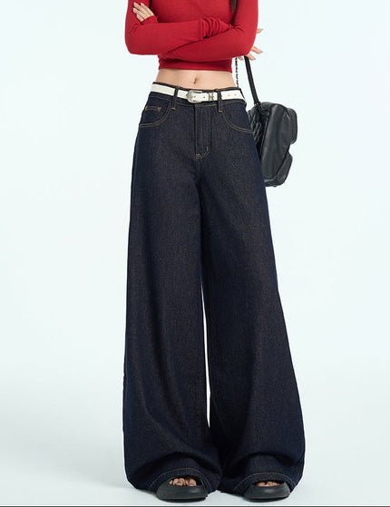 Navy Loose Fit Wide Leg Pants for Small Women - Women’s Jeans