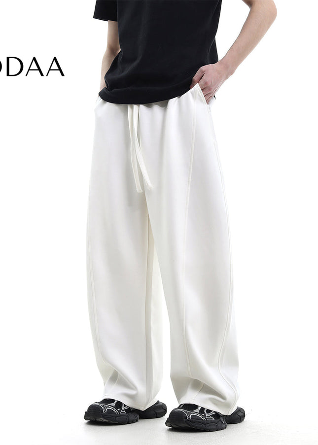 Navy Relaxed Fit Scimitar Sweatpants for Men - M / White - Unisex Sweatpants