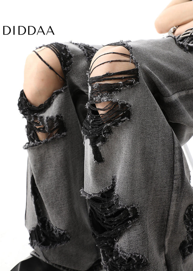 Navy Ripped Wide Leg Mop Jeans for Men - Men’s Jeans