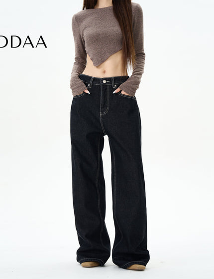 Navy Velvet High-Quality Straight-Leg Jeans - S / Black - Women’s Jeans