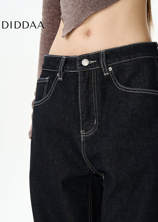 Navy Velvet High-Quality Straight-Leg Jeans - Women’s Jeans