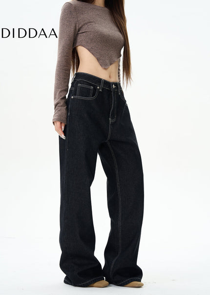 Navy Velvet High-Quality Straight-Leg Jeans - Women’s Jeans