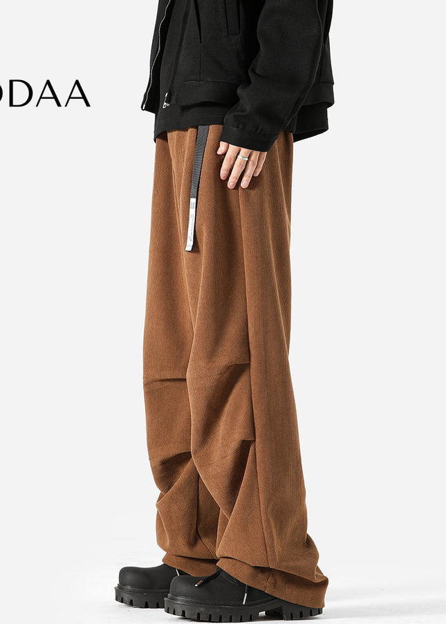 Navy Velvet Thickened Paratrooper Pants for Boys - S / Brown - Unisex Sweatpants