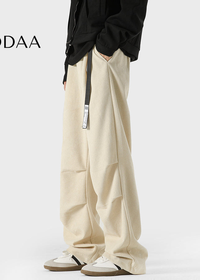 Navy Velvet Thickened Paratrooper Pants for Boys - S / White - Unisex Sweatpants