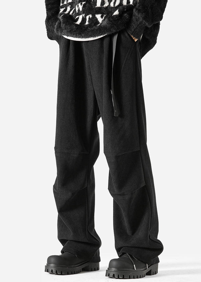 Navy Velvet Thickened Paratrooper Pants for Boys - Unisex Sweatpants