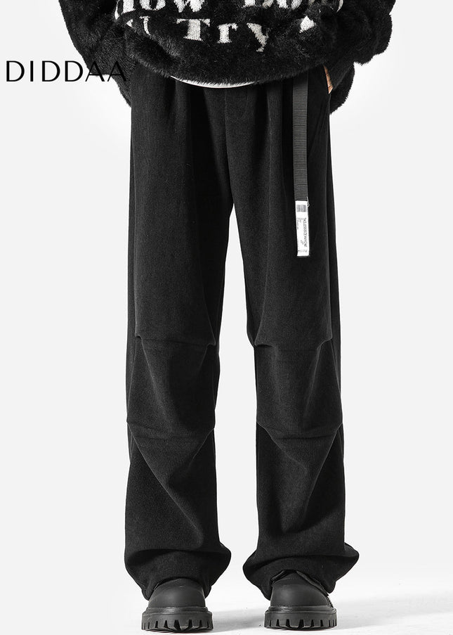 Navy Velvet Thickened Paratrooper Pants for Boys - Unisex Sweatpants