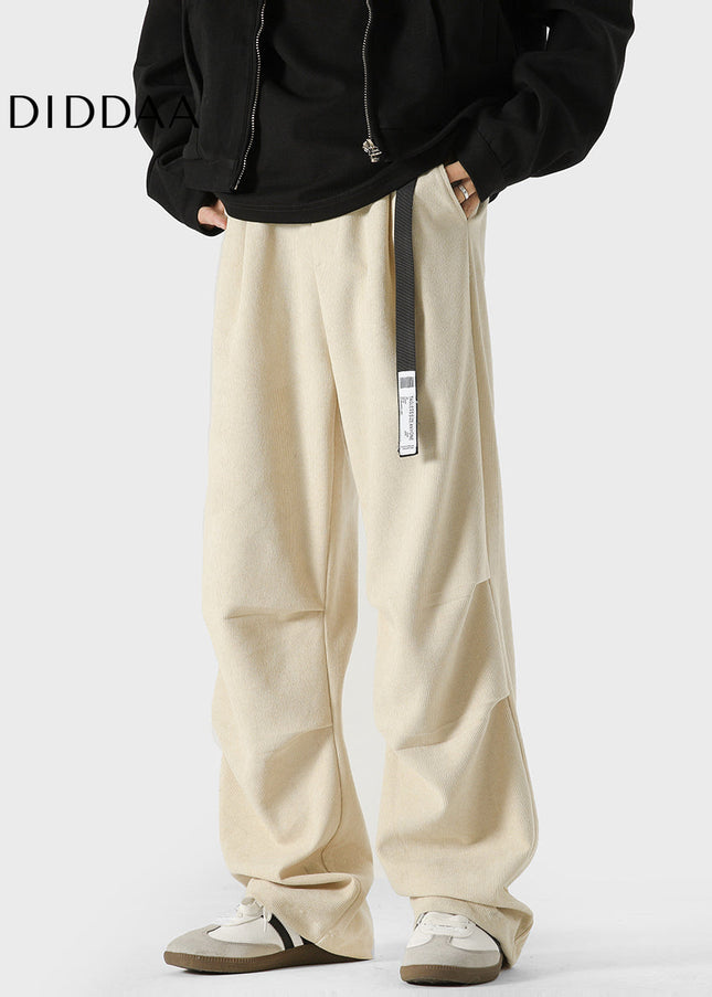 Navy Velvet Thickened Paratrooper Pants for Boys - Unisex Sweatpants