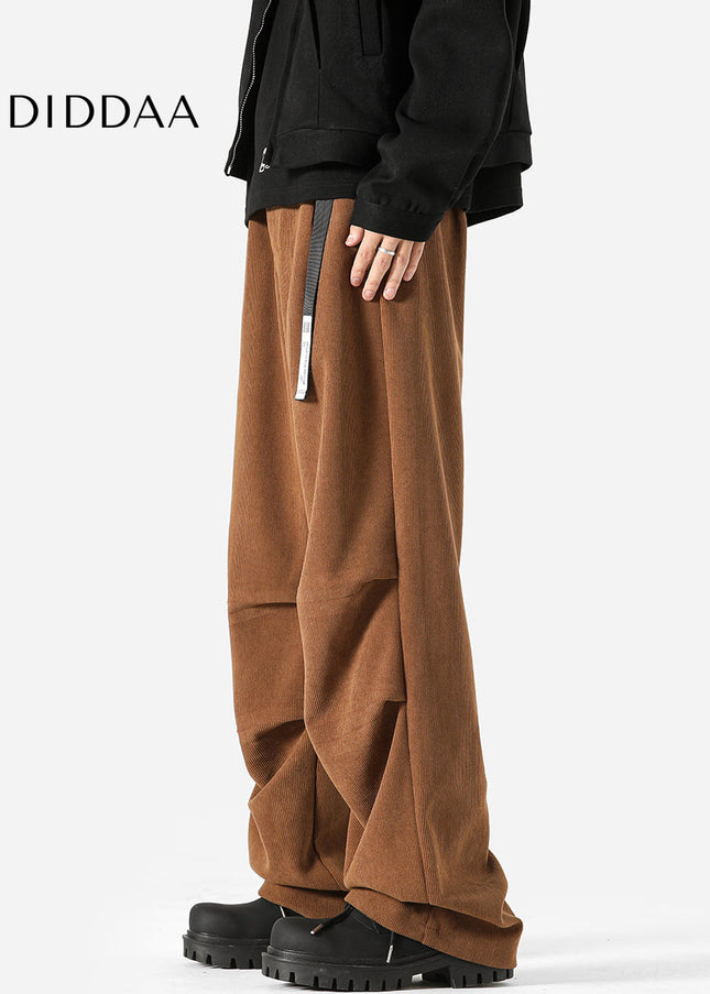 Navy Velvet Thickened Paratrooper Pants for Boys - Unisex Sweatpants