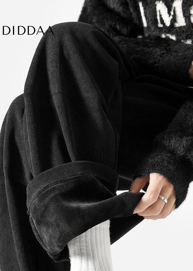 Navy Velvet Thickened Paratrooper Pants for Boys - Unisex Sweatpants