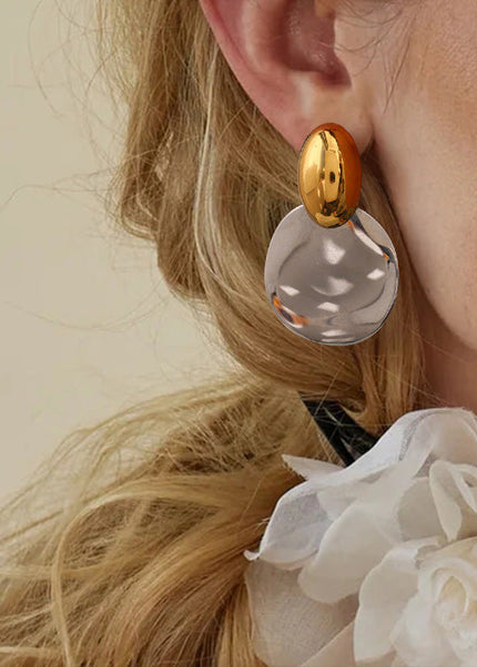 Jieding European and American stainless steel color-blocked exaggerated earrings, high-end earrings, titanium steel earrings, cross-border jewelry, earrings