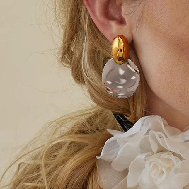 Jieding European and American stainless steel color-blocked exaggerated earrings, high-end earrings, titanium steel earrings, cross-border jewelry, earrings