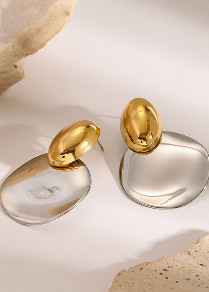 Jieding European and American stainless steel color-blocked exaggerated earrings, high-end earrings, titanium steel earrings, cross-border jewelry, earrings