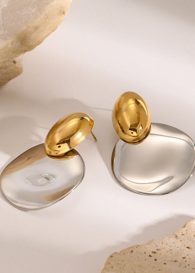 Jieding European and American stainless steel color-blocked exaggerated earrings, high-end earrings, titanium steel earrings, cross-border jewelry, earrings