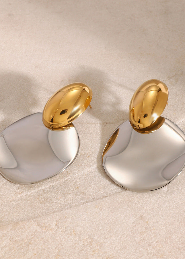 Jieding European and American stainless steel color-blocked exaggerated earrings, high-end earrings, titanium steel earrings, cross-border jewelry, earrings