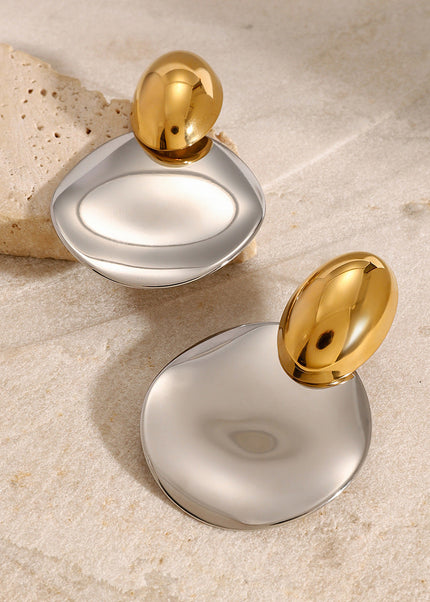 Jieding European and American stainless steel color-blocked exaggerated earrings, high-end earrings, titanium steel earrings, cross-border jewelry, earrings