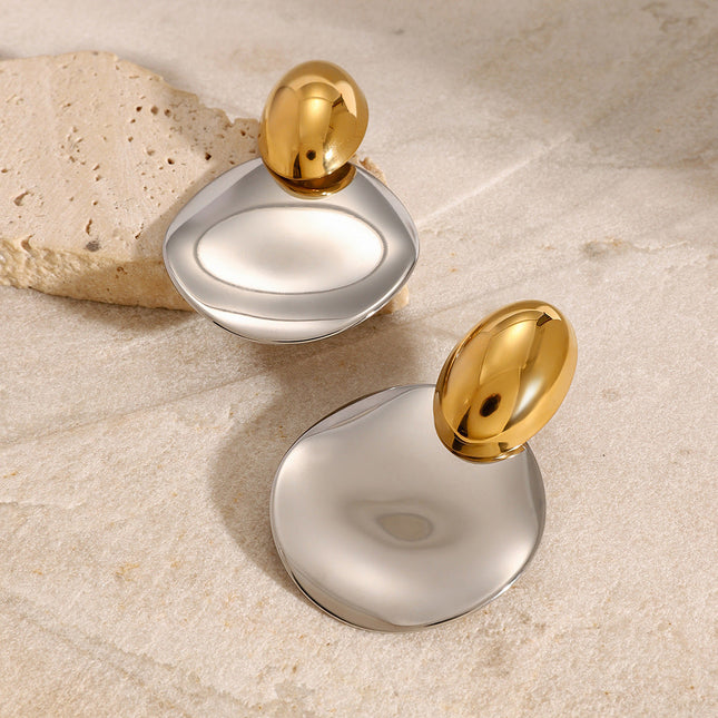 Jieding European and American stainless steel color-blocked exaggerated earrings, high-end earrings, titanium steel earrings, cross-border jewelry, earrings