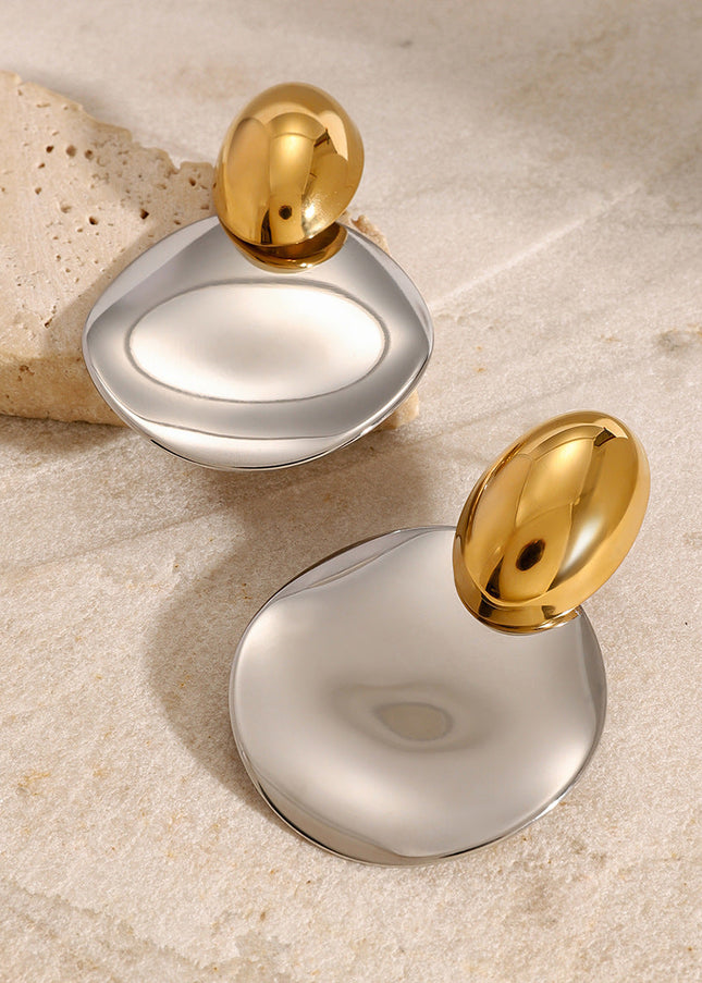 Jieding European and American stainless steel color-blocked exaggerated earrings, high-end earrings, titanium steel earrings, cross-border jewelry, earrings