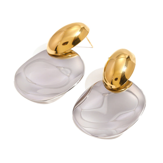 Jieding European and American stainless steel color-blocked exaggerated earrings, high-end earrings, titanium steel earrings, cross-border jewelry, earrings