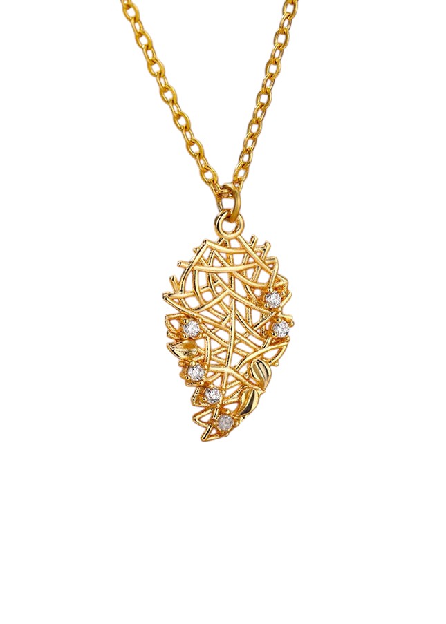 Nested Pendant Necklace | Gold Leaf Zirconia Chain