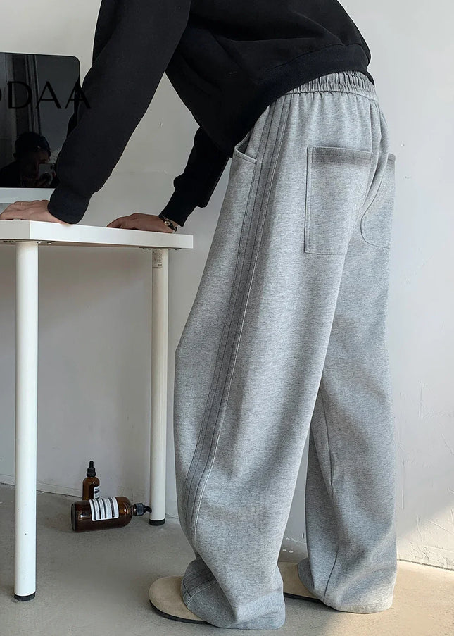Neutral Tie-dye Side Striped Wide Leg Casual Pants - Light Grey / M - Unisex Sweatpants
