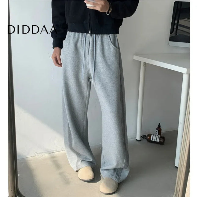 Neutral Tie-dye Side Striped Wide Leg Casual Pants - Unisex Sweatpants