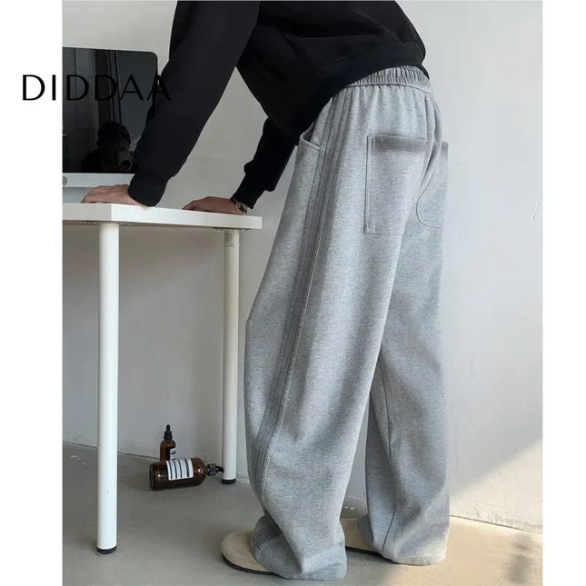 Neutral Tie-dye Side Striped Wide Leg Casual Pants - Unisex Sweatpants