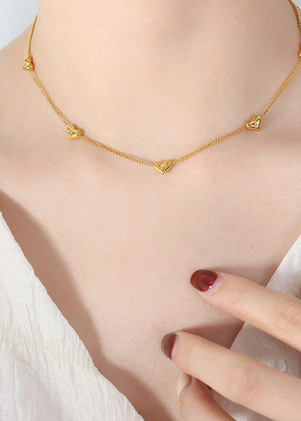 Niche fresh style zircon peach heart necklace versatile fashion bracelet personality design earrings jewelry three-piece set