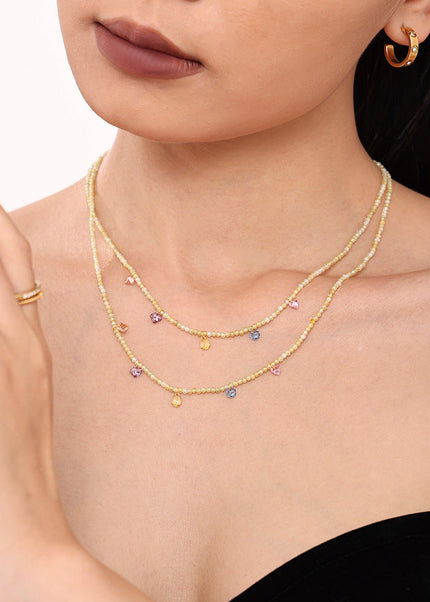 Mystery dopamine zircon handmade natural stone beaded clavicle necklace small fresh girl niche accessories spot