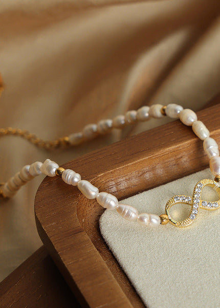 European and American new cross-border high-end light luxury fashion copper pendant with diamonds, freshwater pearl bracelet jewelry women