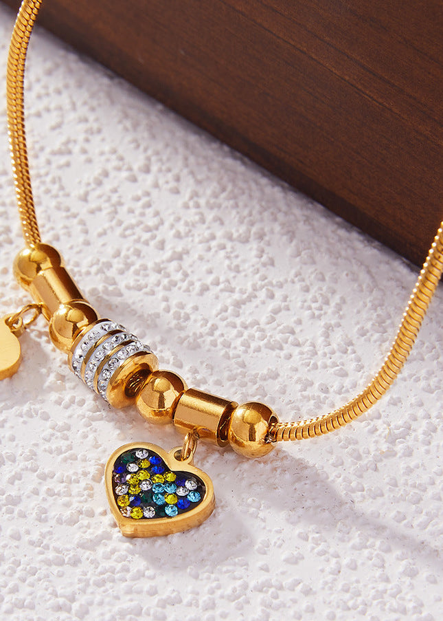 European and American ins style geometric diamond love bracelet retro versatile adjustable design stainless steel plated 18K gold jewelry