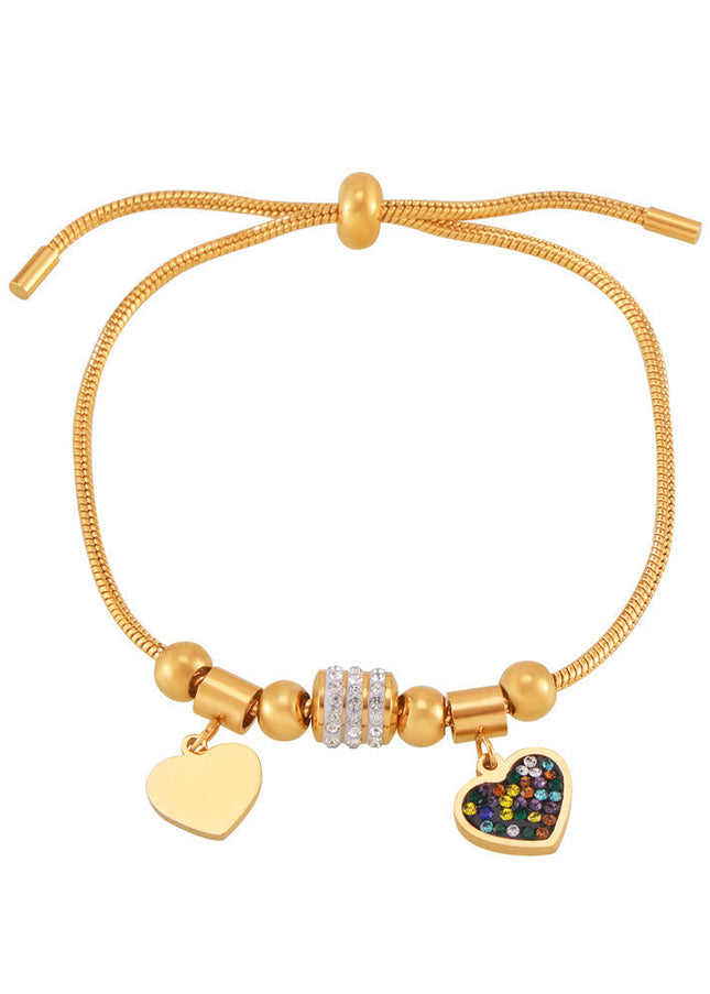 European and American ins style geometric diamond love bracelet retro versatile adjustable design stainless steel plated 18K gold jewelry