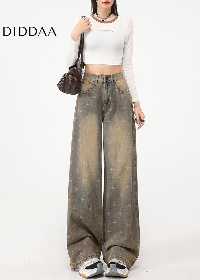 Nostalgic Blue Distressed Draped Wide-Leg Jeans - Women’s Jeans