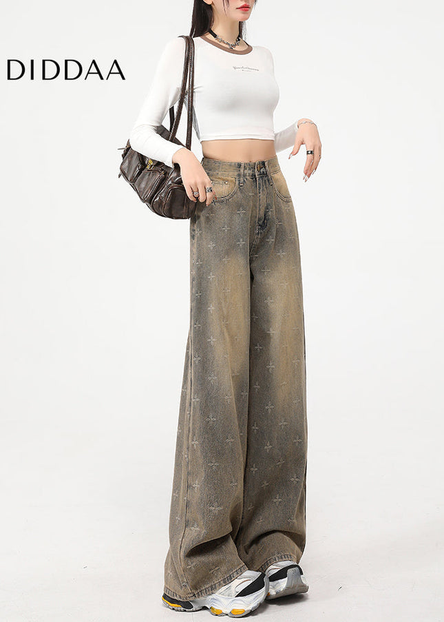 Nostalgic Blue Distressed Draped Wide-Leg Jeans - Women’s Jeans