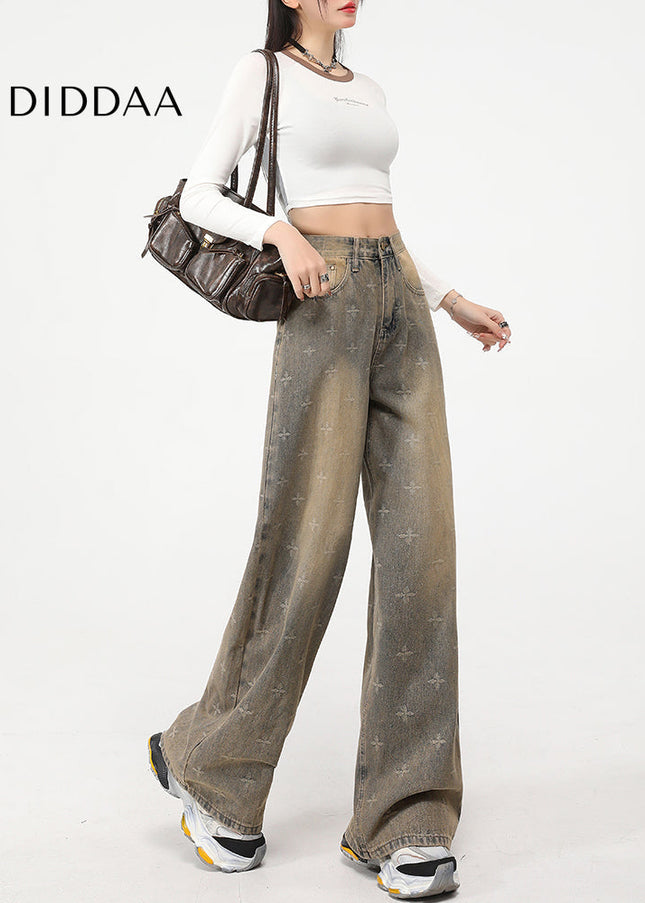 Nostalgic Blue Distressed Draped Wide-Leg Jeans - Women’s Jeans