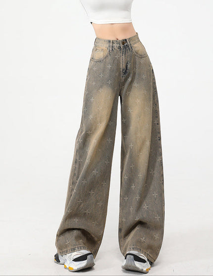 Nostalgic Blue Distressed Draped Wide-Leg Jeans - Women’s Jeans