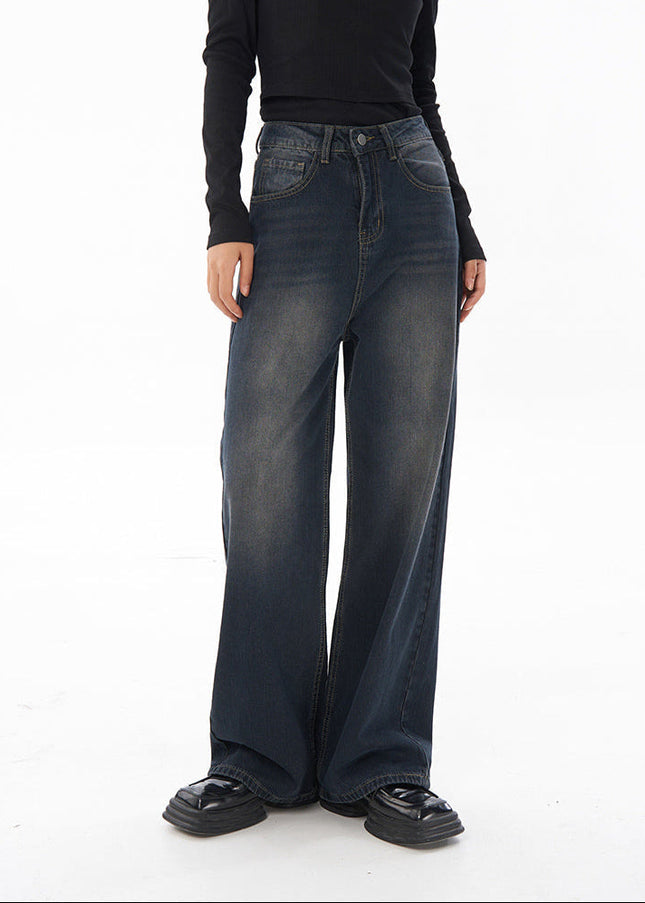 Nostalgic Wash High-Waisted Wide-Leg Jeans Women - S / Dark Blue - Women’s Jeans