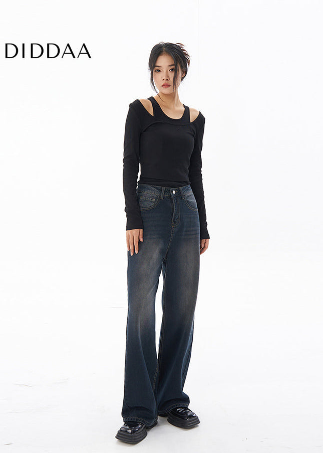 Nostalgic Wash High-Waisted Wide-Leg Jeans Women - Women’s Jeans