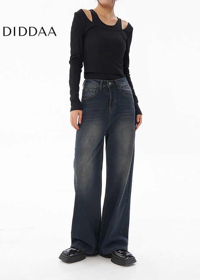 Nostalgic Wash High-Waisted Wide-Leg Jeans Women - Women’s Jeans