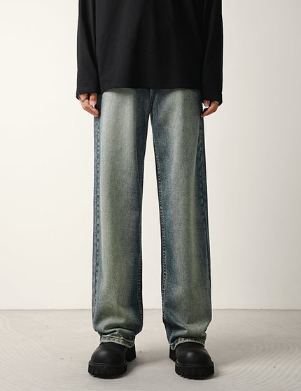 Nostalgic Wash Loose Straight-Leg Jeans for Men - S / Mid Blue - Men’s Jeans