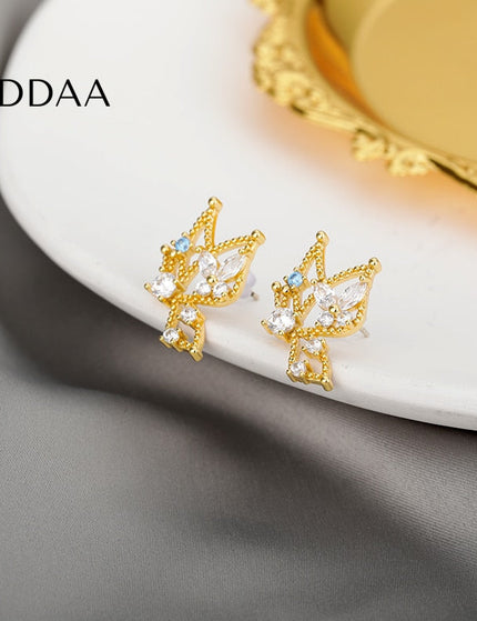 Nuage Earrings | Gold Luxury Zirconia Stud Earrings - Gold - Earrings