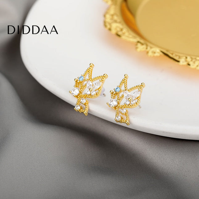 Nuage Earrings | Gold Luxury Zirconia Stud Earrings - Gold - Earrings