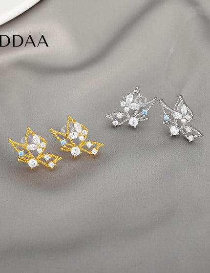 Nuage Earrings | Gold Luxury Zirconia Stud Earrings - Silver - Earrings