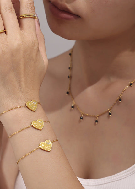 Mystery love letter inlaid zircon craft bracelet ins style temperament stainless steel plated 18K real gold color-preserving jewelry