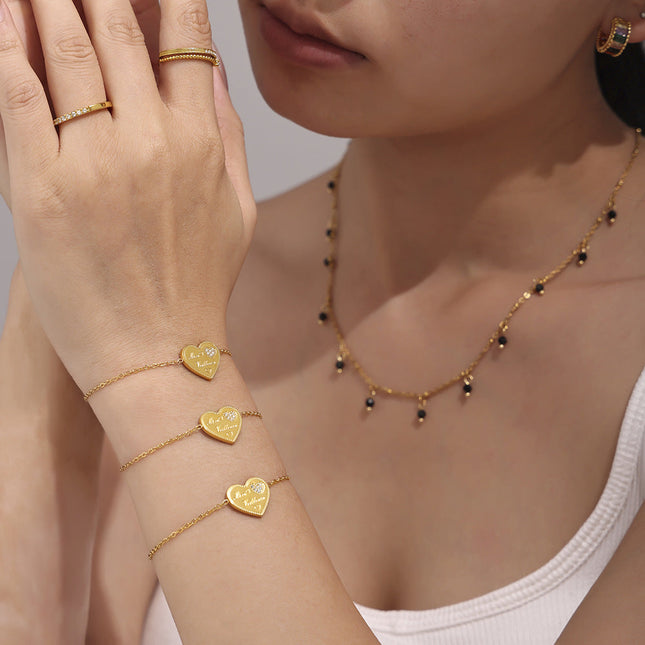 Mystery love letter inlaid zircon craft bracelet ins style temperament stainless steel plated 18K real gold color-preserving jewelry