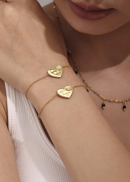 Mystery love letter inlaid zircon craft bracelet ins style temperament stainless steel plated 18K real gold color-preserving jewelry