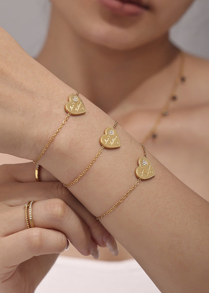 Mystery love letter inlaid zircon craft bracelet ins style temperament stainless steel plated 18K real gold color-preserving jewelry