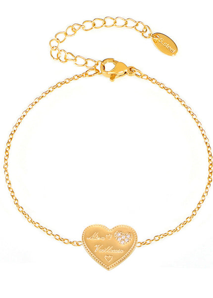 Mystery love letter inlaid zircon craft bracelet ins style temperament stainless steel plated 18K real gold color-preserving jewelry