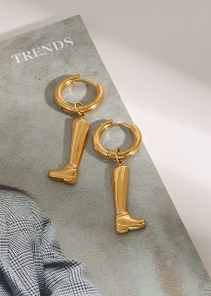 Jieding European and American titanium steel earrings do not fade, light luxury high-end earrings, 18k gold stainless steel earrings, cross-border jewelry