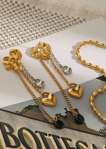 Jieding European and American stainless steel tassel earrings, love earrings, high-quality earrings, titanium steel cross-border jewelry, earrings