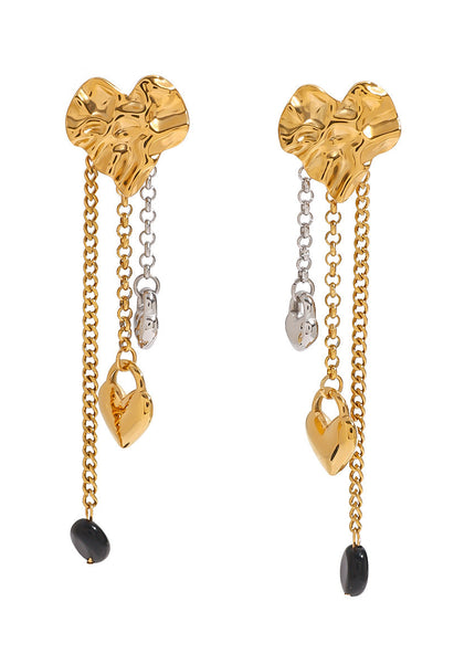 Jieding European and American stainless steel tassel earrings, love earrings, high-quality earrings, titanium steel cross-border jewelry, earrings